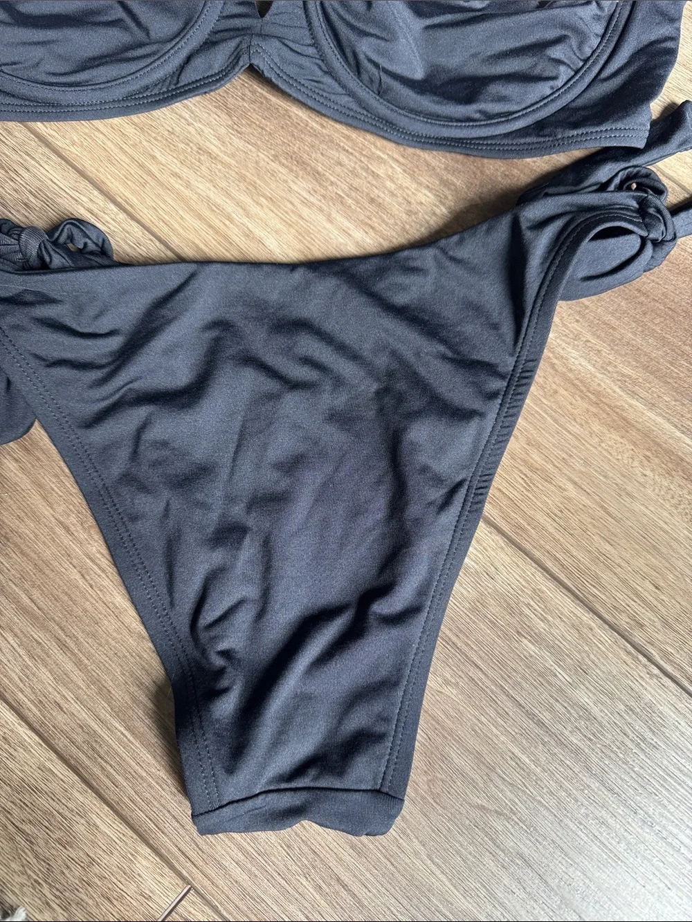 Monday Swimwear Black and Cream Two-Piece Bikini Set